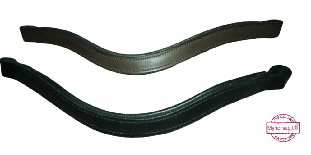 REPLACEMENT HIGH QUALITY GENUINE PLAIN  LEATHER BROWBAND U SHAPE  BLACK~BROWN