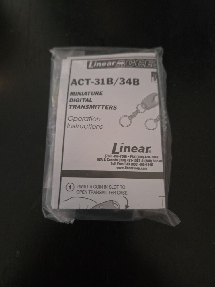 Linear Access ACT-31B/34B Miniature Digital Transmitter Key Ring OEM Authentic