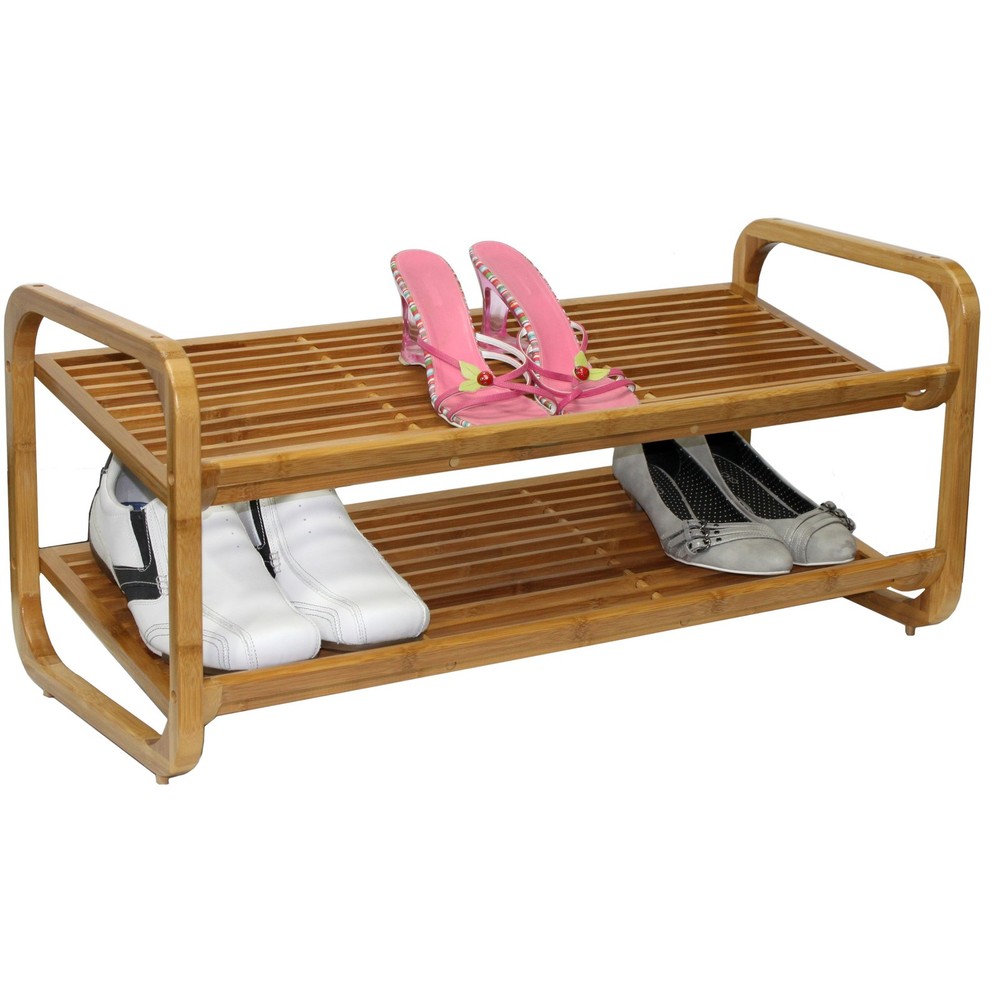 2-Tier Bamboo Shoe Rack, Natural