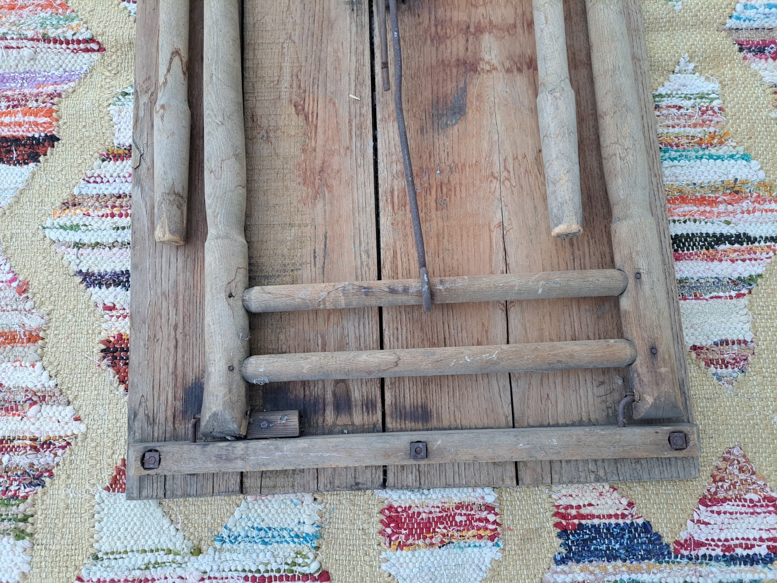 Antique Oak Folding Table No. 1 Primitive Distressed Needs Work