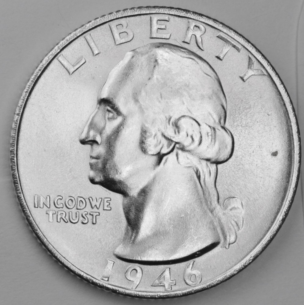 1946-s Washington Quarter. Blast White Minimum Bag Marks. Choice BU. (Inv. A)