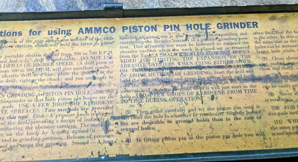 AMMCO Piston Pin Hole Grinder - Original Case With Instructions