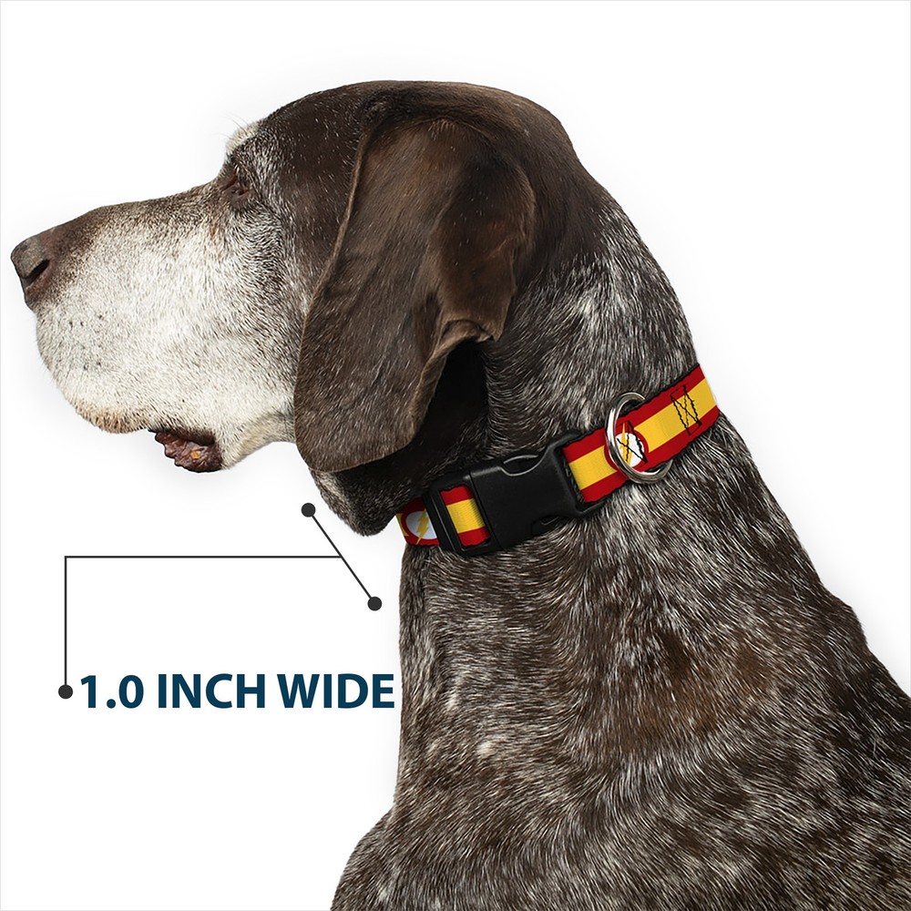 Plastic Clip Collar The Flash Logo7/Stripe Red/White/Yellow Small 9.5-13"