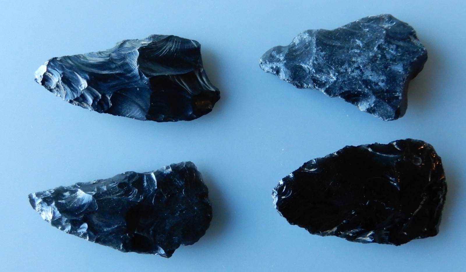 Obsidian Arrowheads x Four (4) 2 1/4" Long Granite Creek,Chino Valley, Arizona