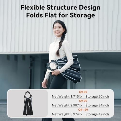 35.4" Quick Release Parabolic Softbox with 2 Diffusers & Honeycomb Grid, Carry B