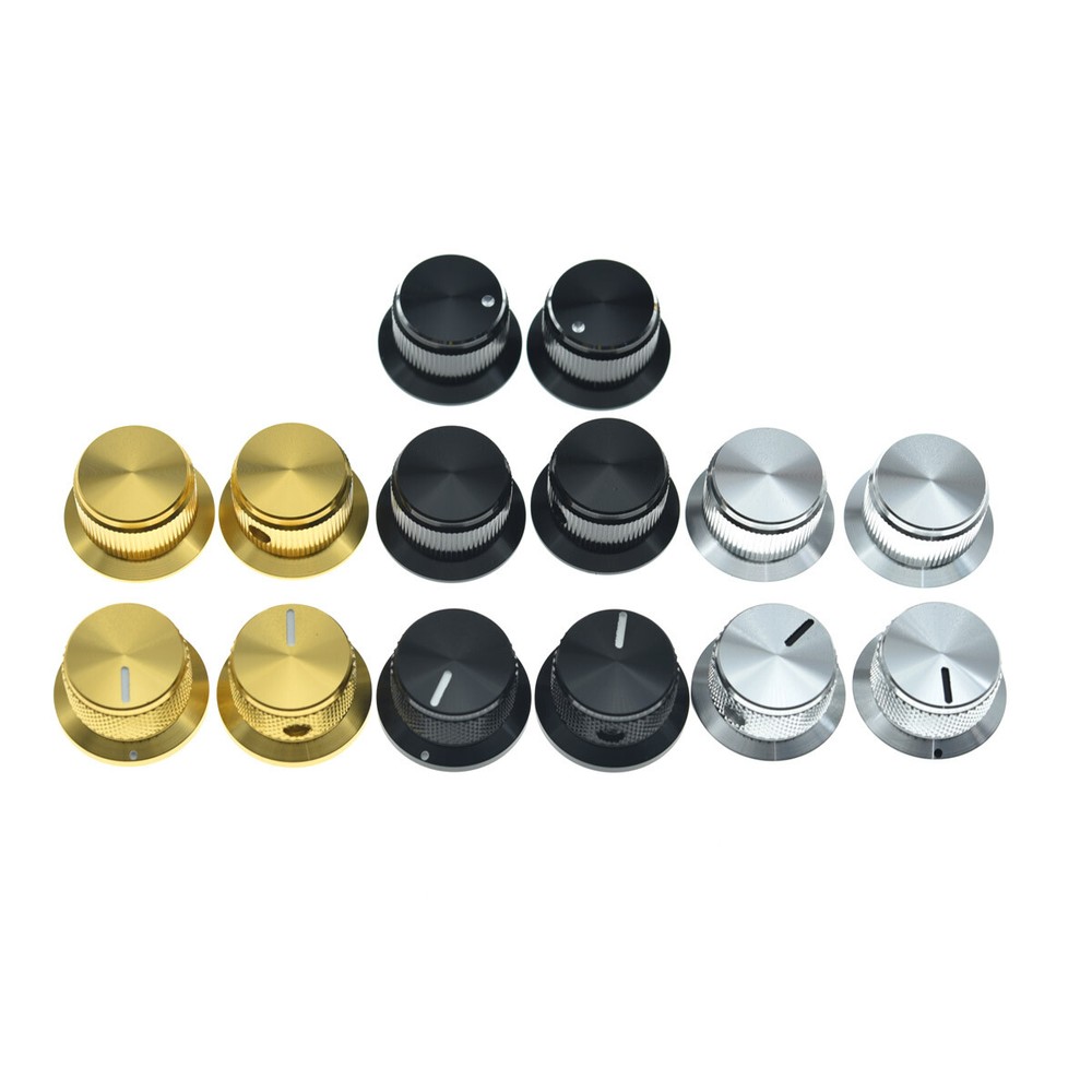 3pcs Set Screw Metal Potentiometer Pot Knobs Top Hat Bell Knobs fits Guitar/Bass