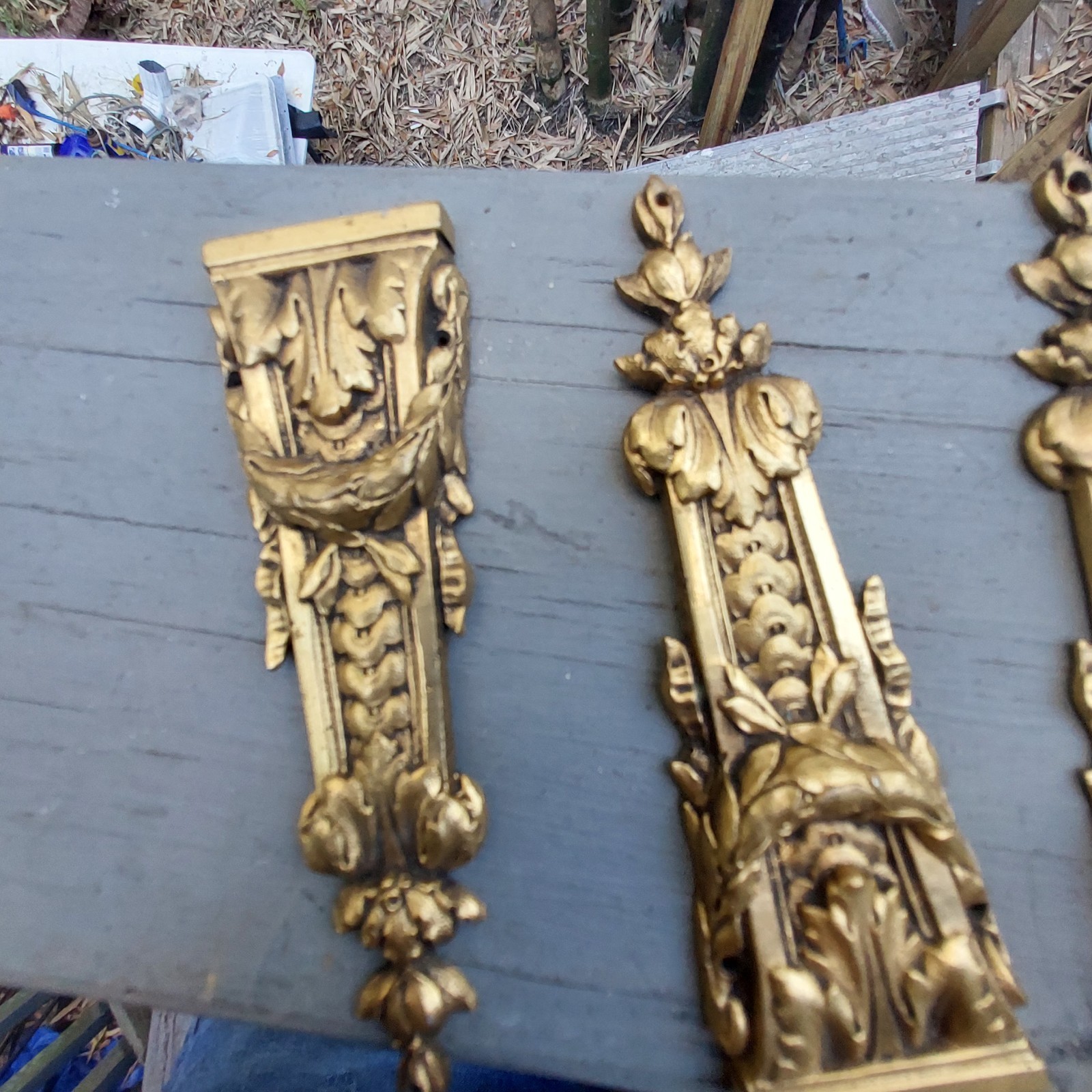 Antique Victorian Brass Furniture Trim Set Of Four Rococo