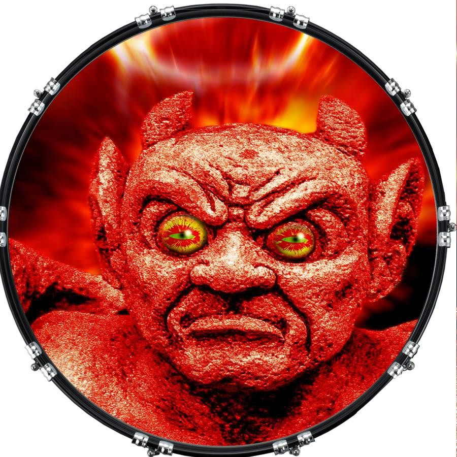 20" Custom Bass Kick Drum Front Head Graphical Gargoyle Flamed