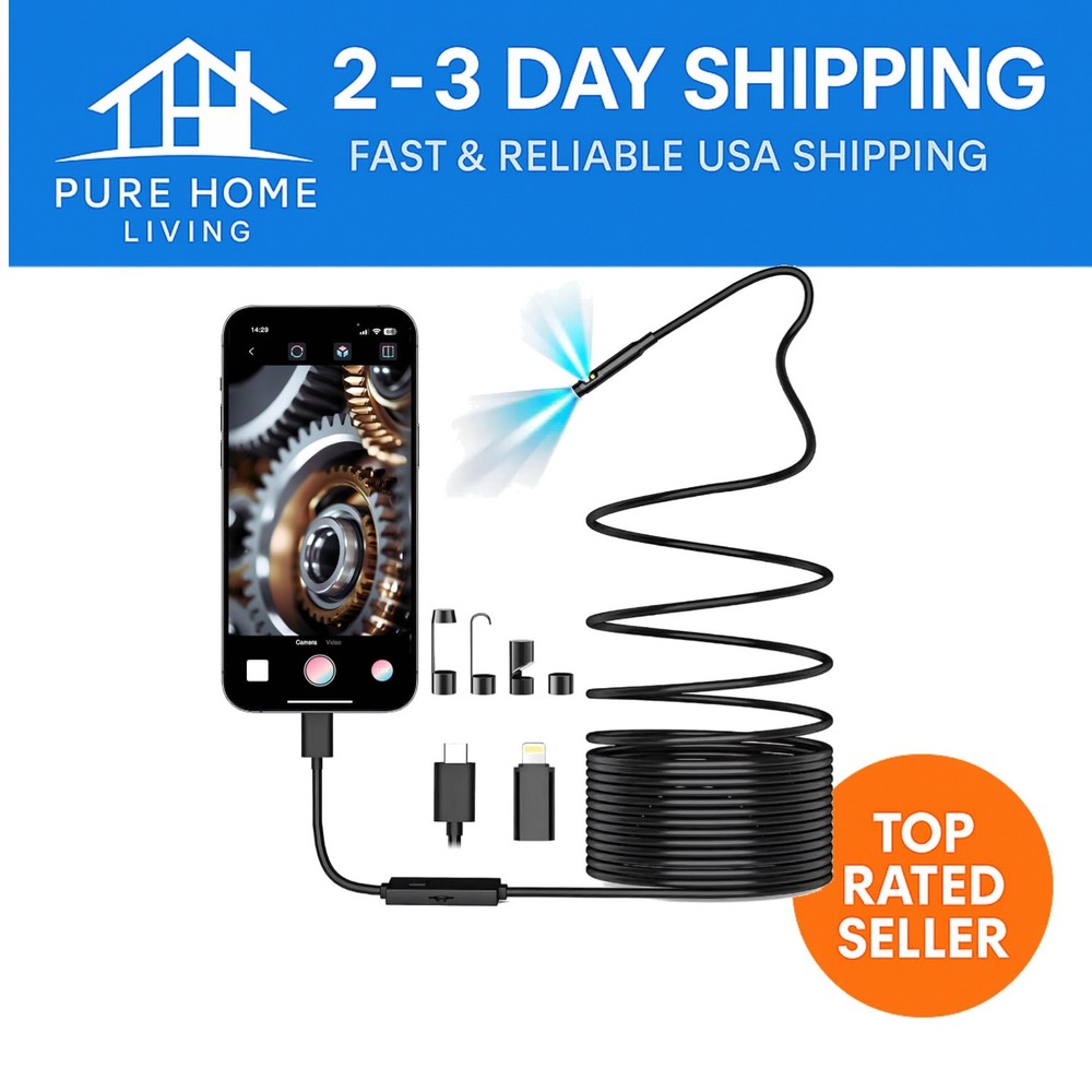 16.5ft Semi-Rigid Waterproof USB Inspections Camera for iOS & Android Devices