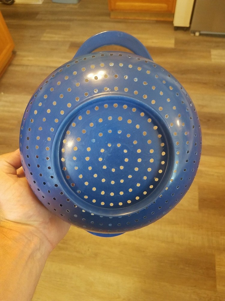 Vintage Dark Blue Melamine Plastic Colander Strainer