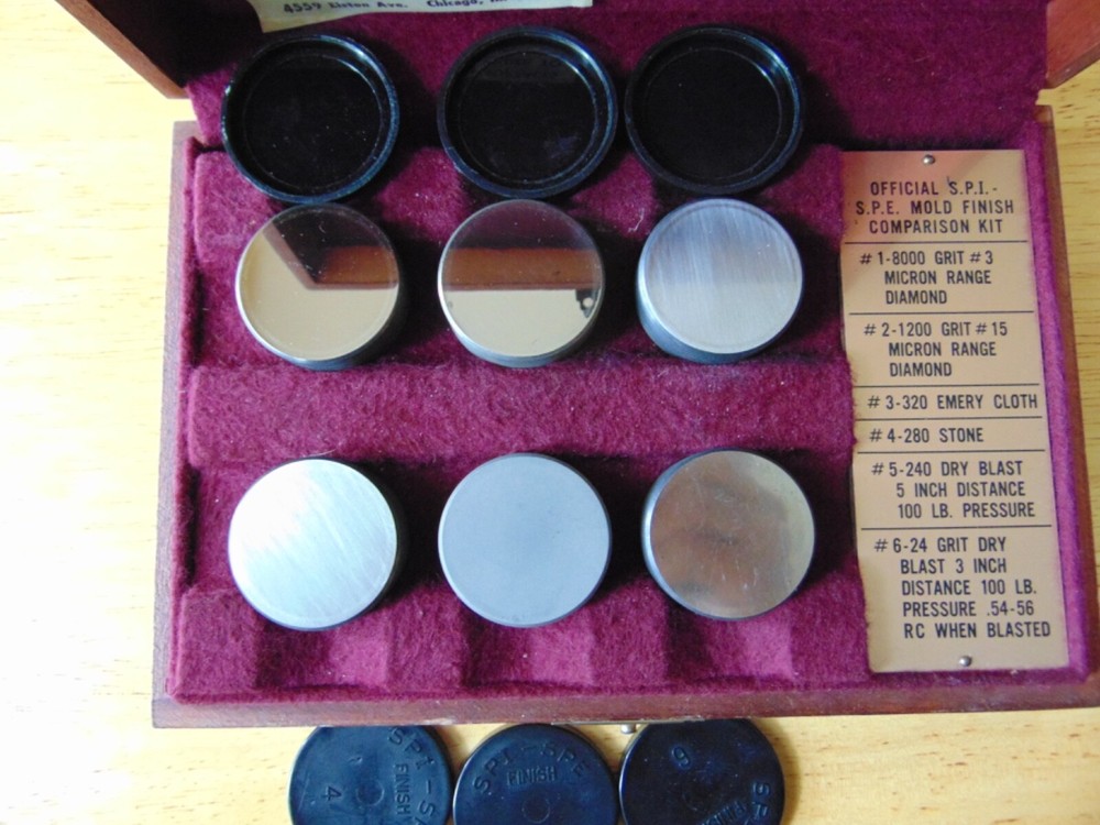 S.P.I. SPE Mold finish ground surface comparison samples profilimeter testing