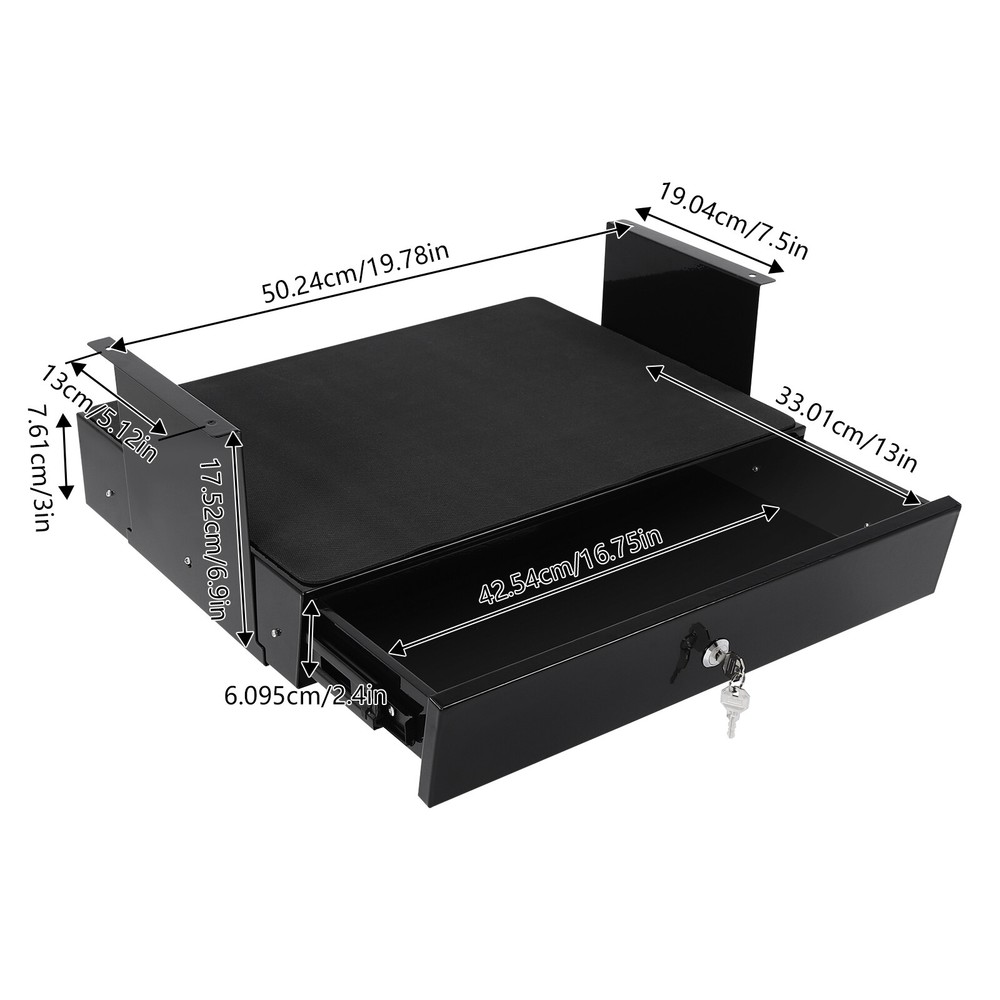 Sliding Under Desk Pull-Out Storage Drawer with Computer Pad for Organization