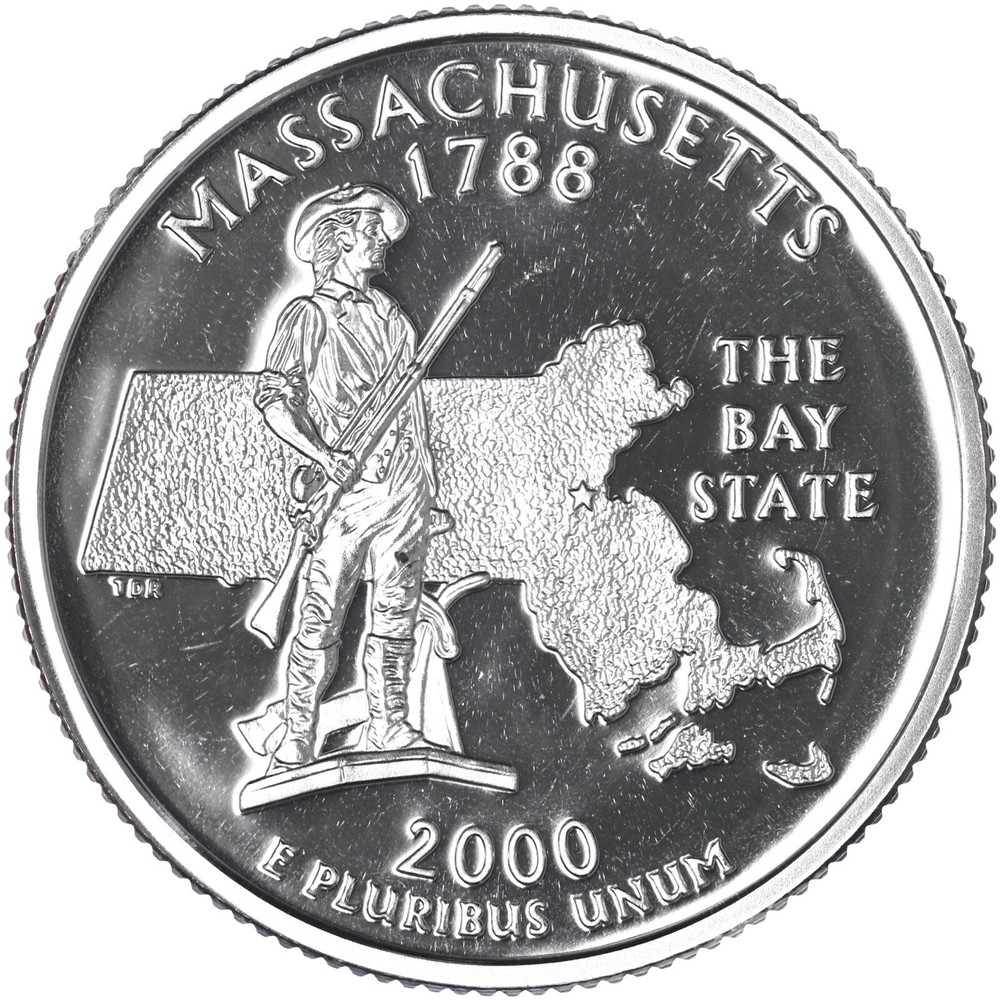 2000 S State Quarter Massachusetts Gem DCam Proof CN-Clad