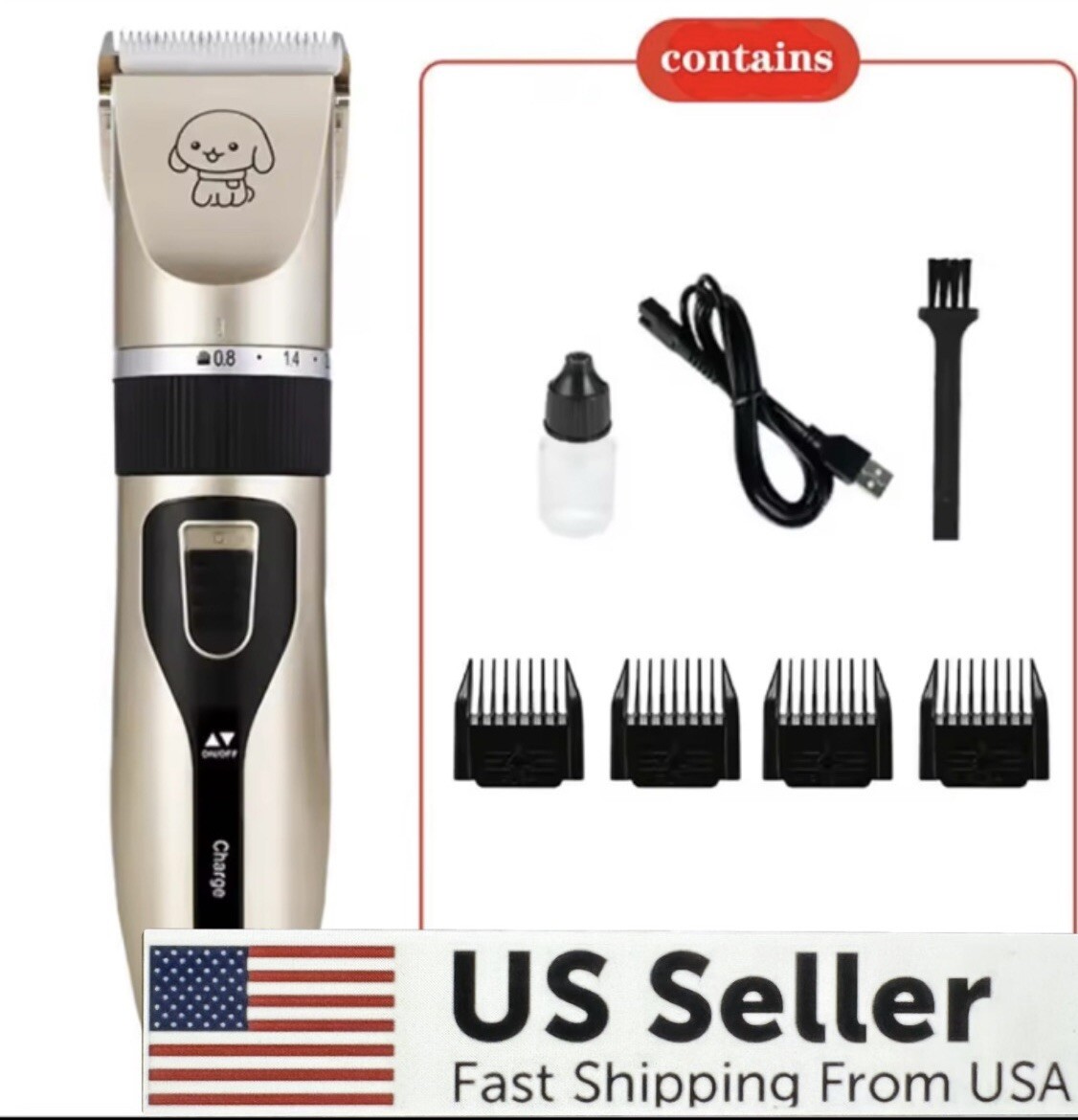 Pet Dog Cat Grooming Kit Rechargeable Cordless Electric Hair Clipper Trimmer Set