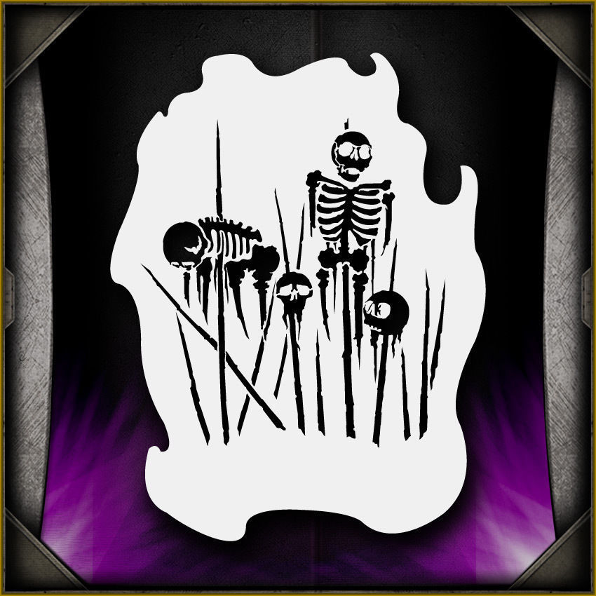 Spiked Skeleton 3 - Airbrush Stencil Template Airsick