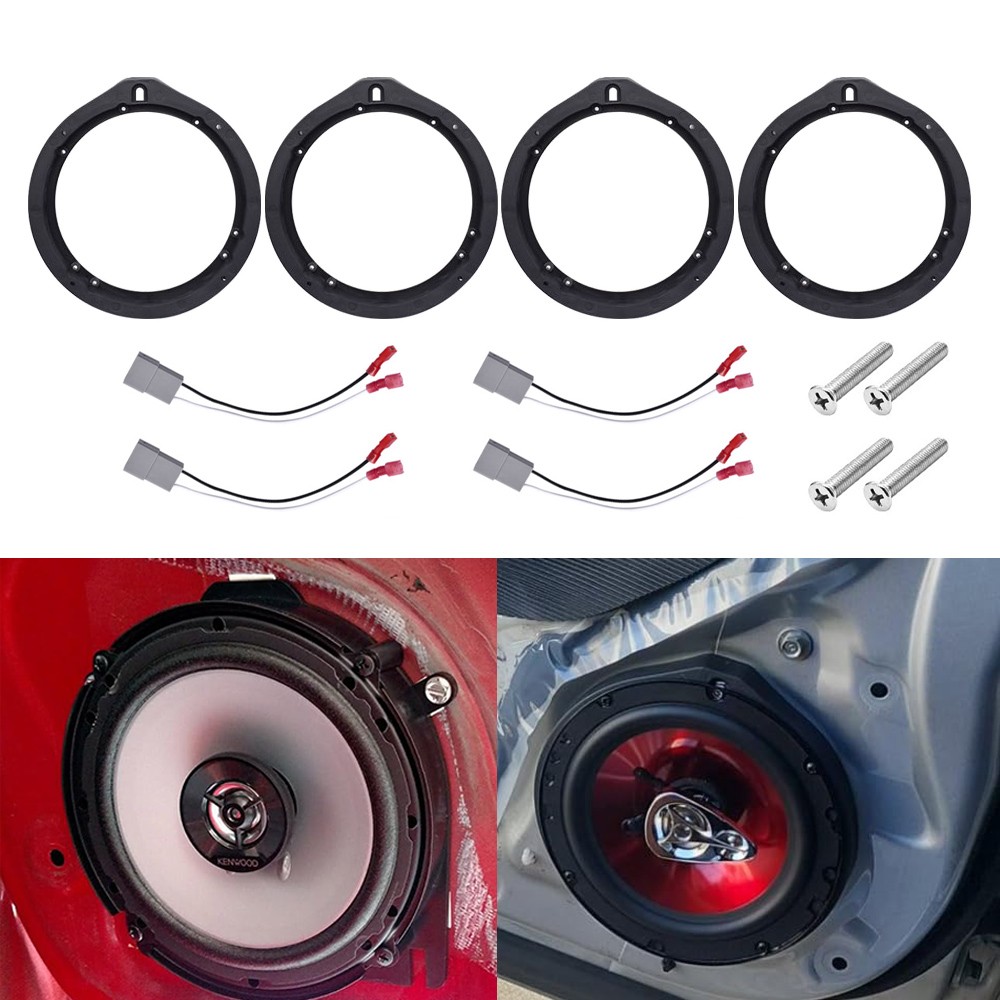 4X 6.5" Speaker Adapter Spacers Ring Bracket Mounting W/Wire Harness For Honda