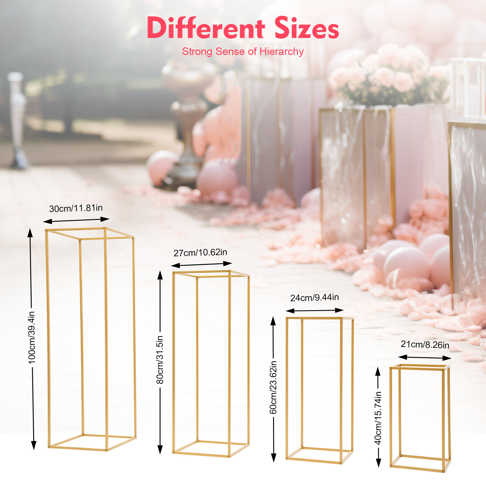 4Pcs Gold Metal Flower Stand Flower Holder Display Shelf For Wedding Party Decor