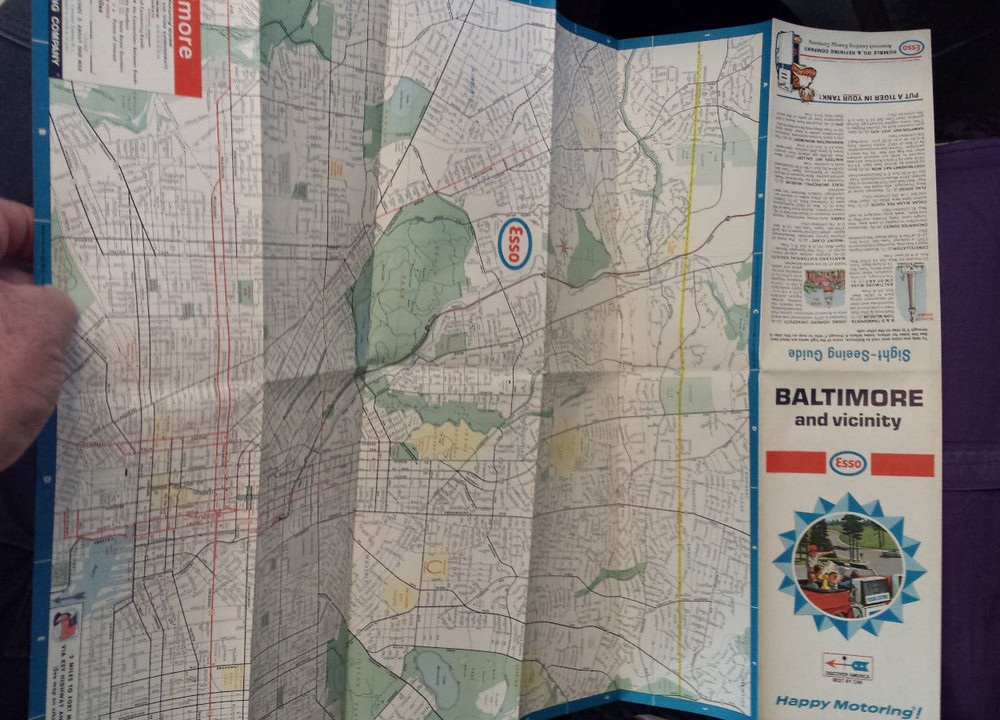 vintage 1966 ESSO -Baltimore and Vicinity Map