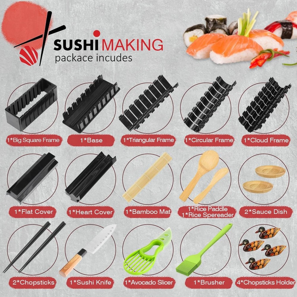 DIY Sushi Kit Featuring 21 Essential Tools for Perfect Rolls and Creative Styles