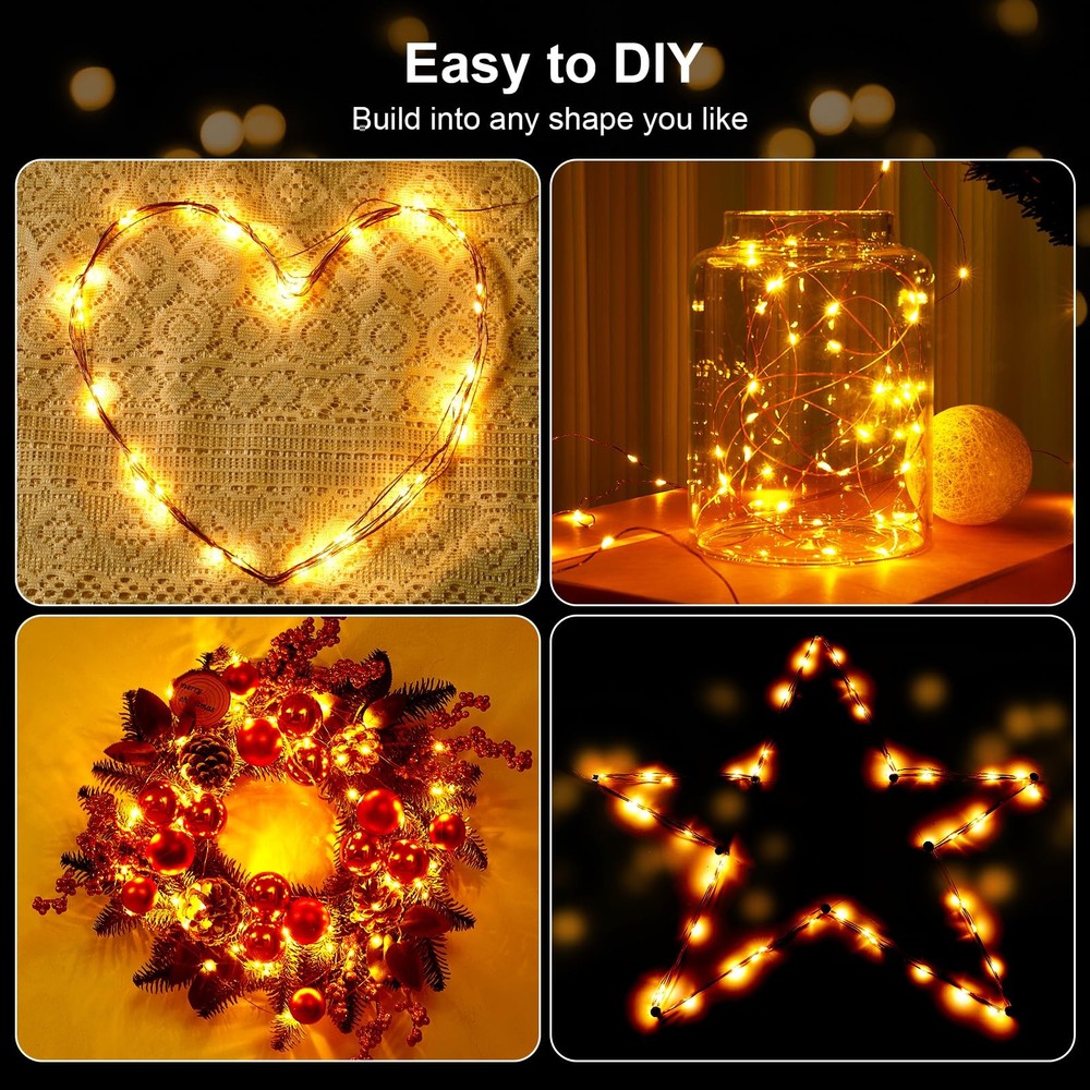 1 Pack 16.4ft Battery Operated String Lights with Timer, Warm White with Sync...