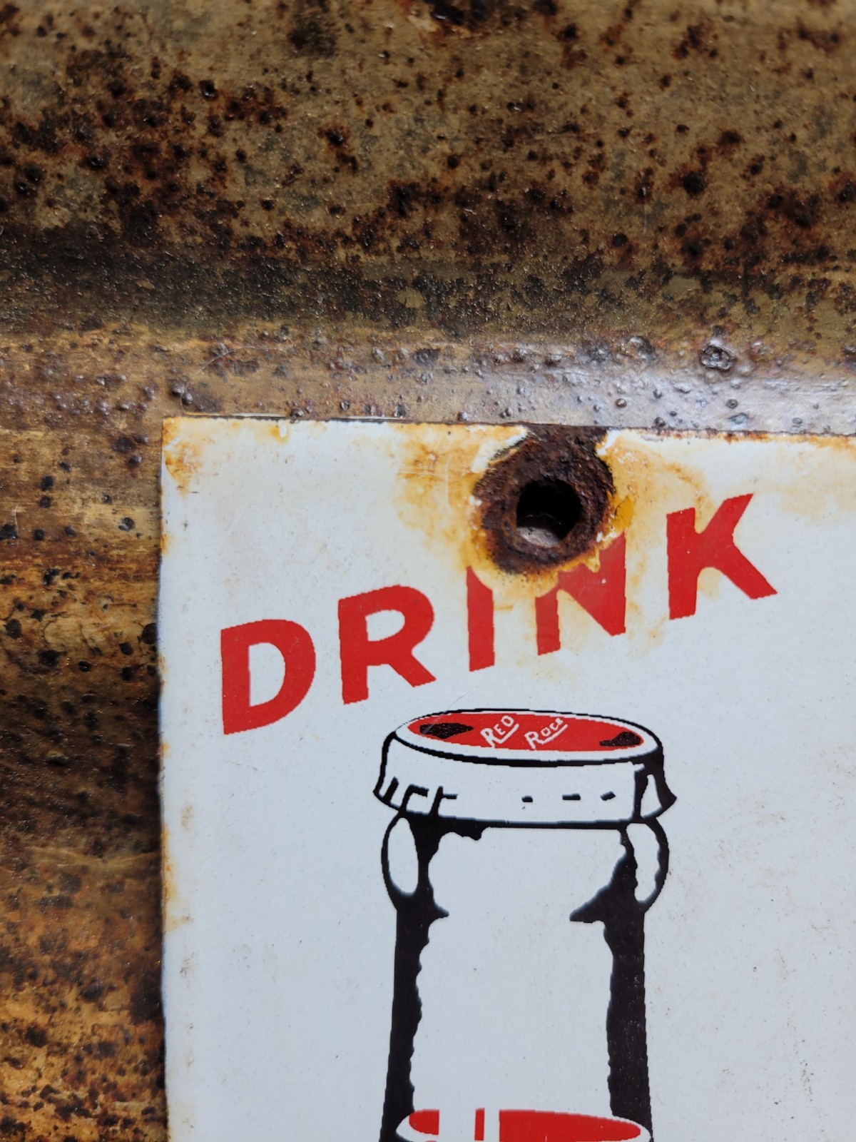 VINTAGE RED ROCK COLA PORCELAIN SIGN OLD BEVERAGE SODA DRINK GENERAL STORE FOOD