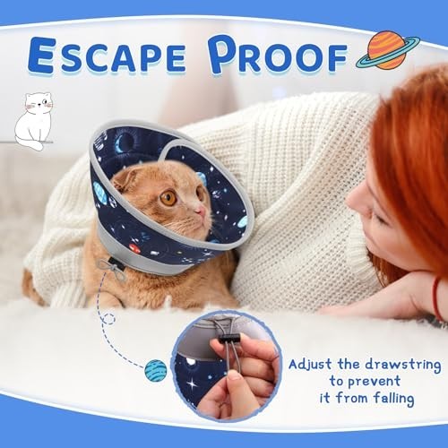 Soft Adjustable Cat Cone Collar - Lightweight Foldable Recovery Collar for Cats