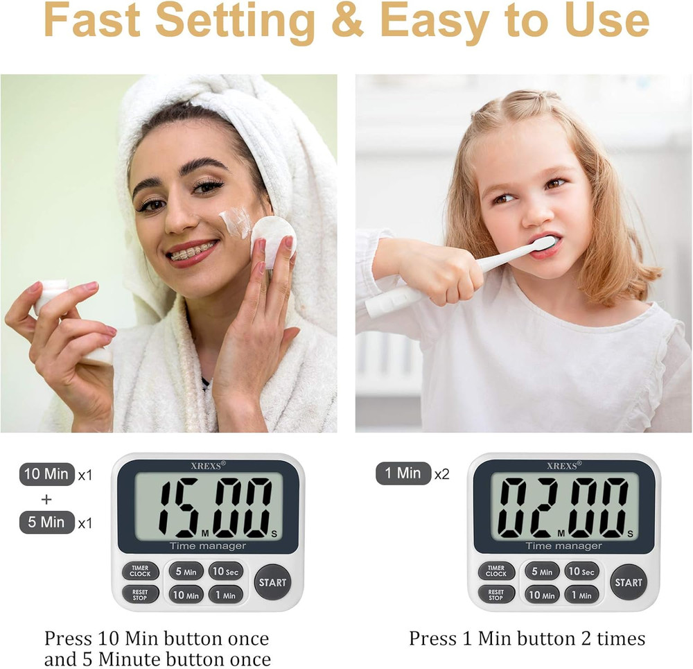 Digital Kitchen Timer, Magnetic Countdown up Cooking Timer with Large LCD Displa