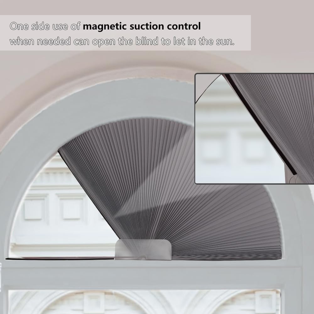 SEEYE 2-Pack Half Circle Blackout Shades 24" Gray White