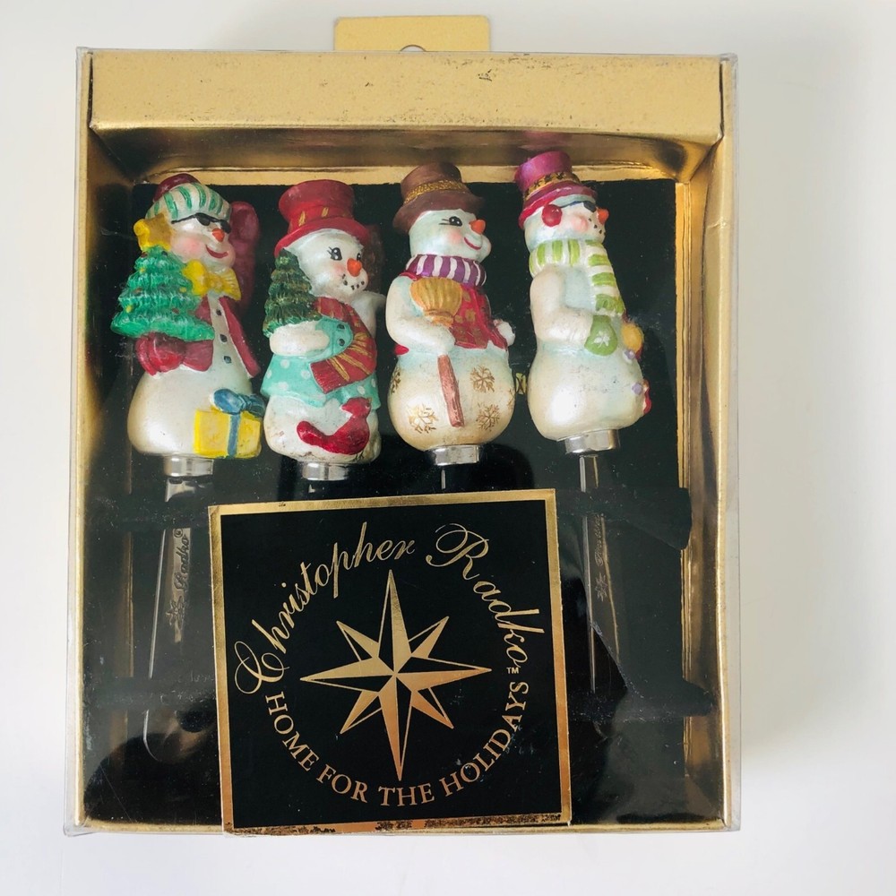 Christopher Radko Holiday Spreader Set 4 Cheese Snowmen New
