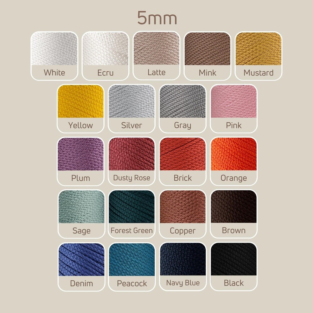 Sensy Premium 5mm 104 Yards Polyester Rope 100% Polypropylene Cord Macrame Co...