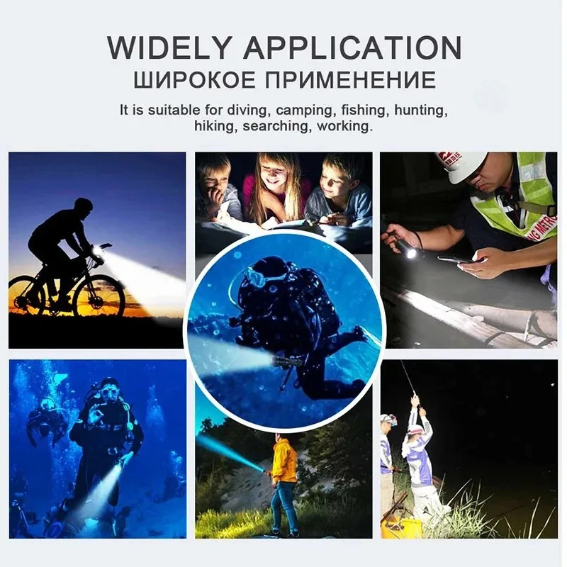 IPX8 Waterproof Professional Diving Flashlight Underwater Dive Torch Light US