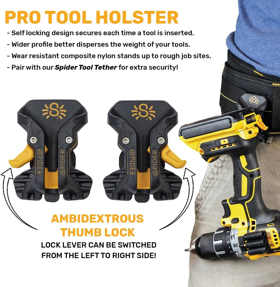 Pro Tool Holster + Tether + 1 Grip + 1 Drill Pins + 1 Tab