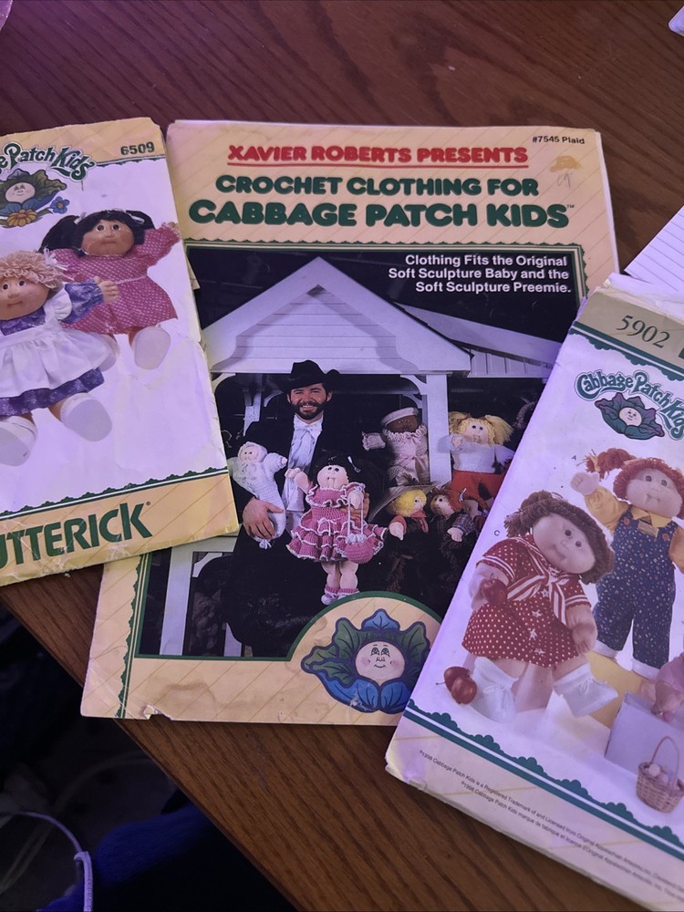 Crochet For Cabbage Patch Kids 7545 Xavier Roberts 1982 +2 Patterns Incomplete