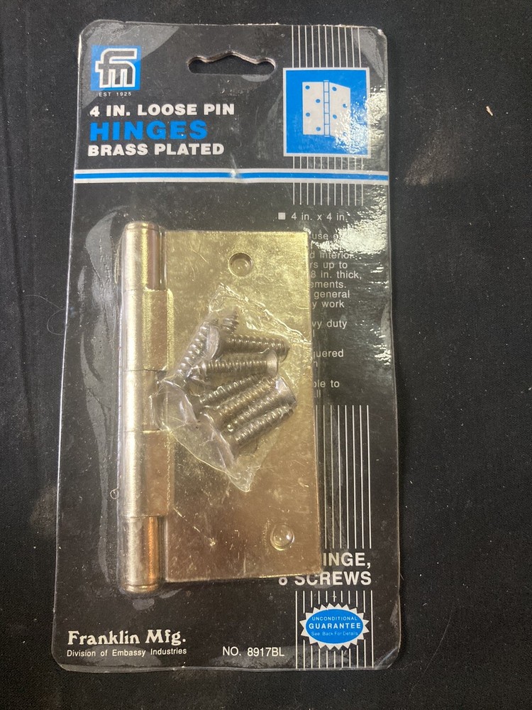 Franklin MFG brass Plated 4" BROAD UTILITY DOOR HINGE 8917BL
