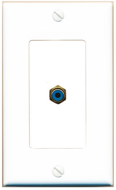 RCA-BLUE Decorative 1 Port Wall Plate [White]