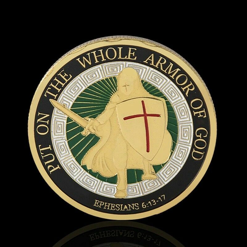 24PCS Put on the Whole Armor of God Commemorative Gold Challenge Coins Gift