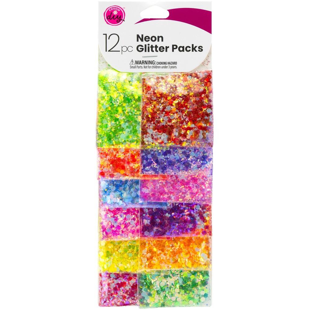 CousinDIY Glitter 12/Pkg-Neon - 6 Pack