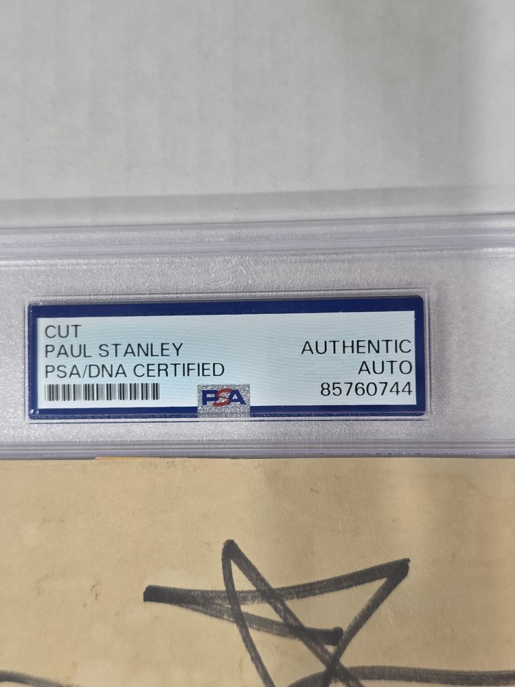 Paul Stanley KISS Signed Autographed Approx 5x8 Cut PSA DNA Encapsulated #1
