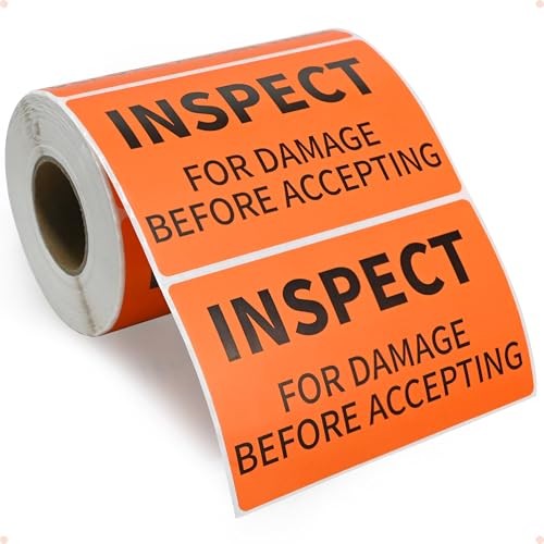 3" X 5" 500 Labels Inspect for Damage Before Accepting Warning Stickers for