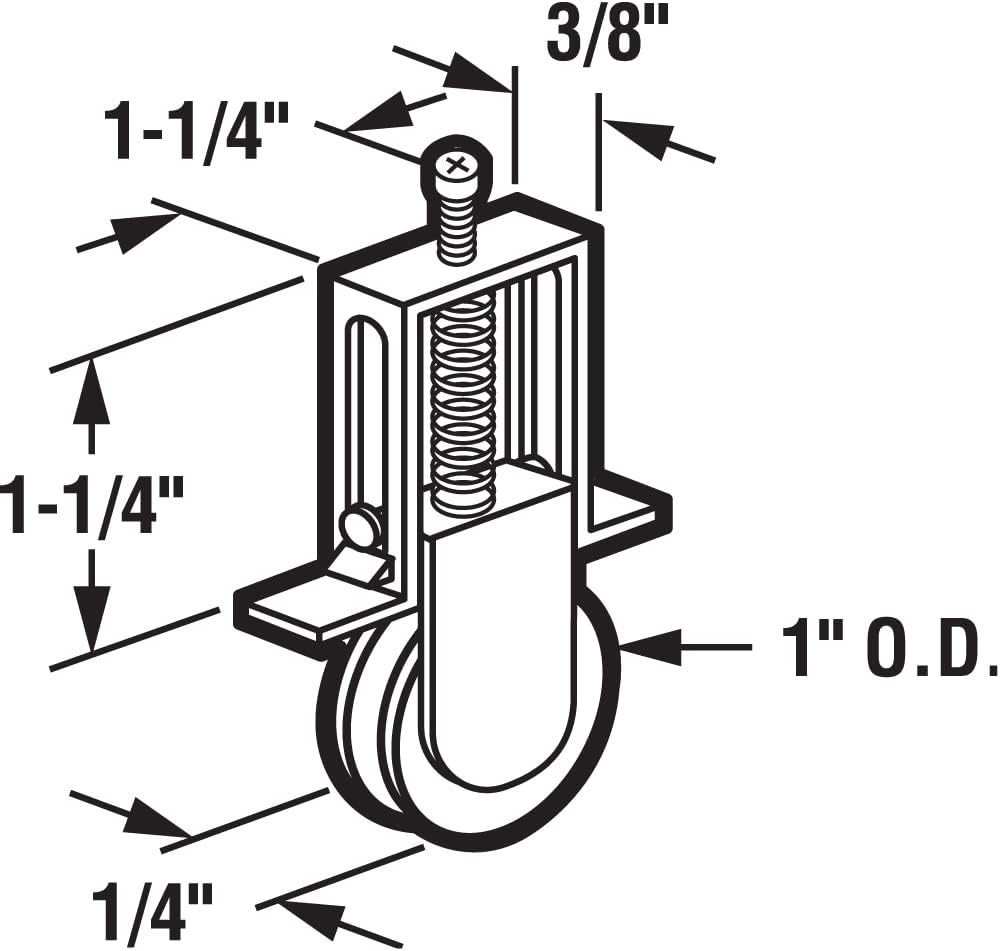 11657 Sliding Screen Door Insert Style Roller Assembly, 1 In. High Density Polye