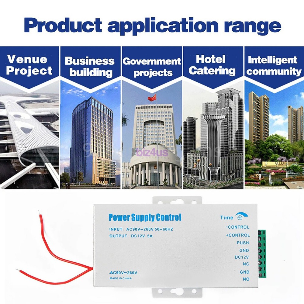 12V 5A Door Access Power Supply for Entry Exit Control System Electric Lock 60W