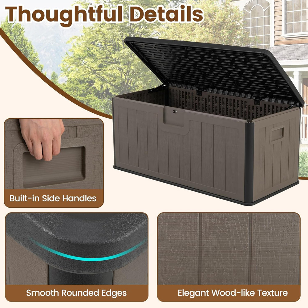100 Gallon Waterproof Deck Box with Lockable Lid for Outdoor Storage
