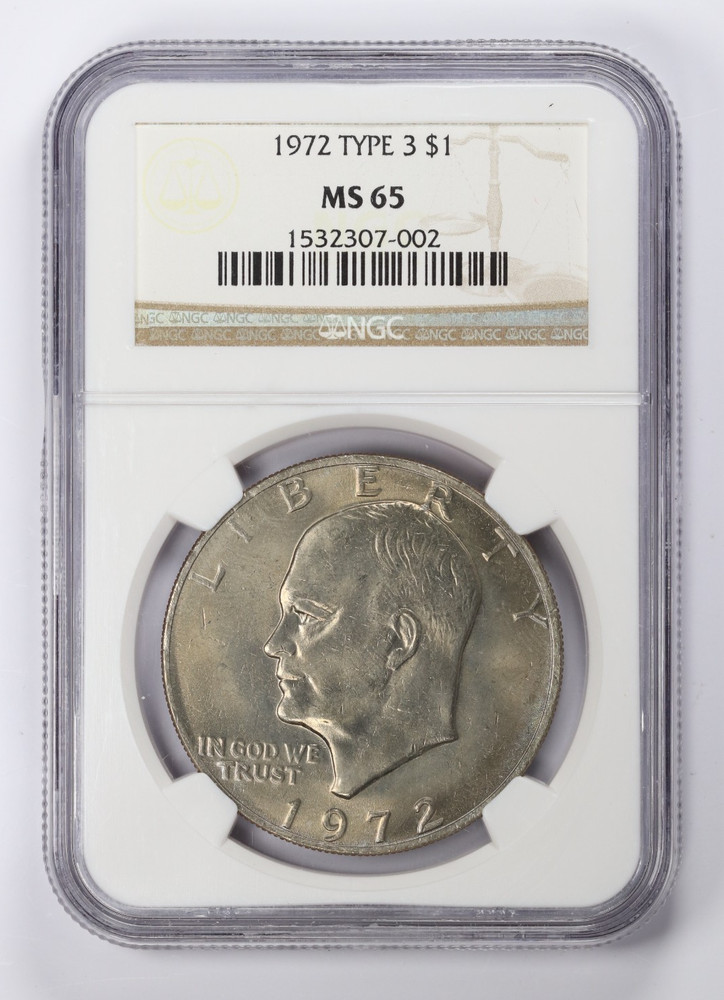 1972 $1 Eisenhower Dollar Type 3 NGC MS65