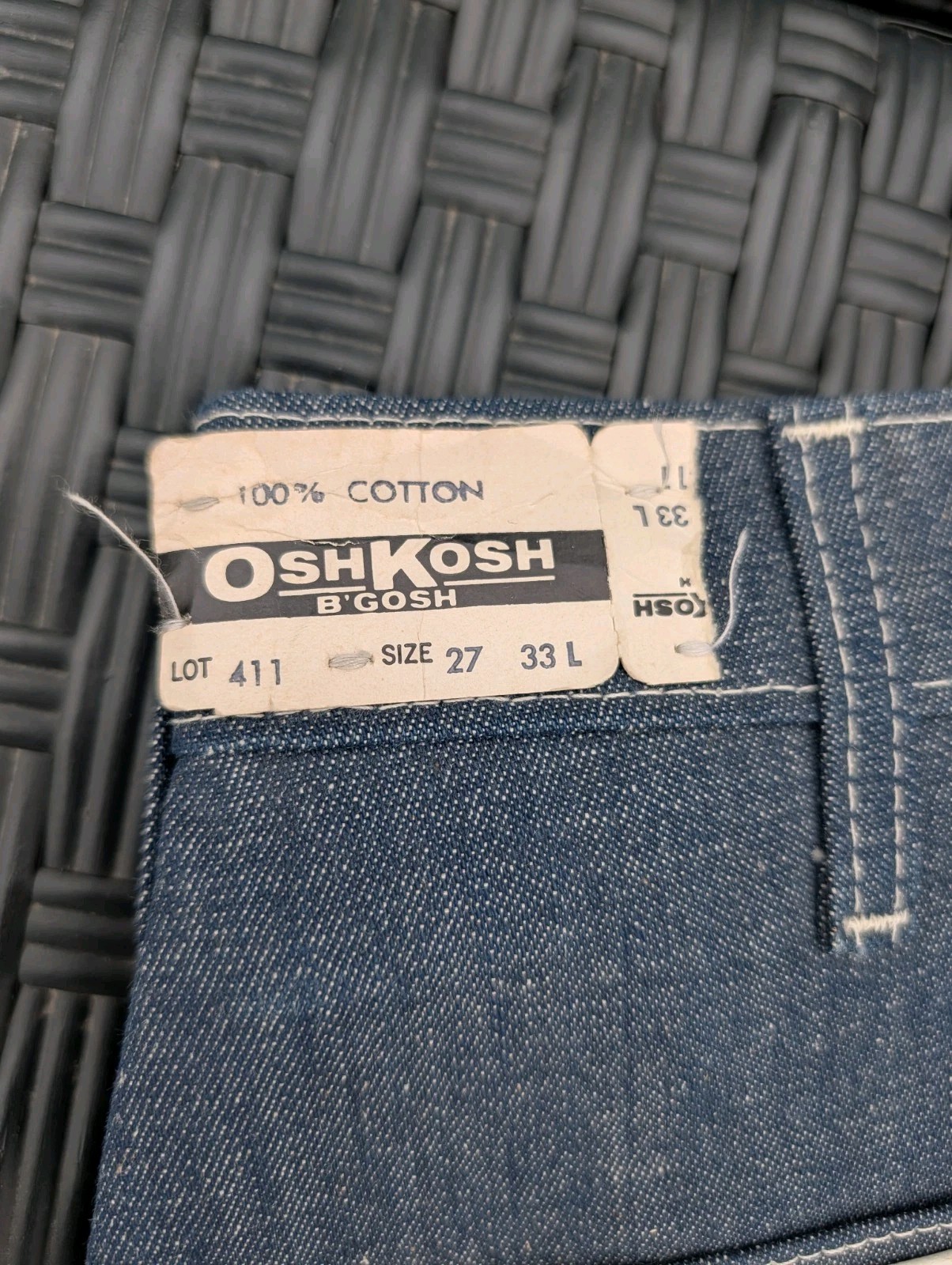 Vtg NOS Oshkosh B'Gosh Dungarees Denim Sanforized Jeans 27x33 NWT Union Made 70s