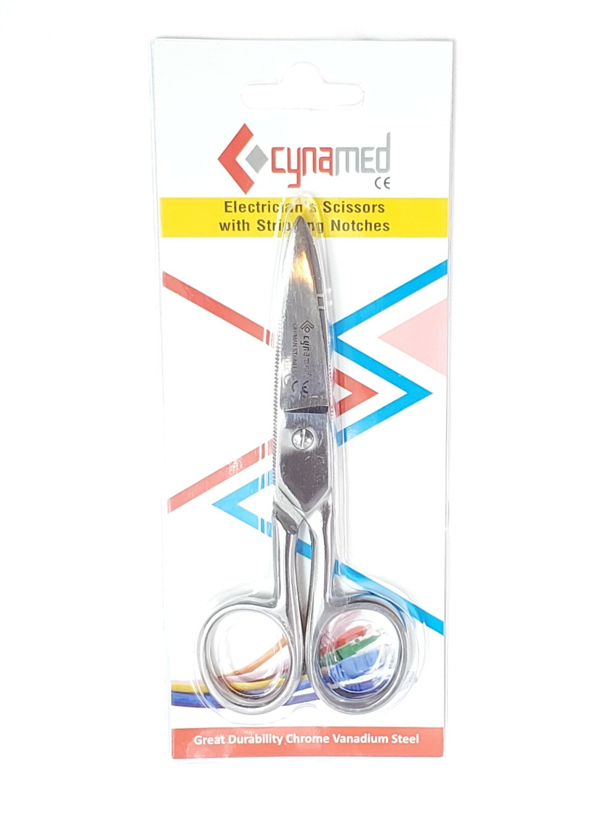 Multi-Purpose Electrician Red Scissors 5.25" Cutting Stripping Wires Instruments