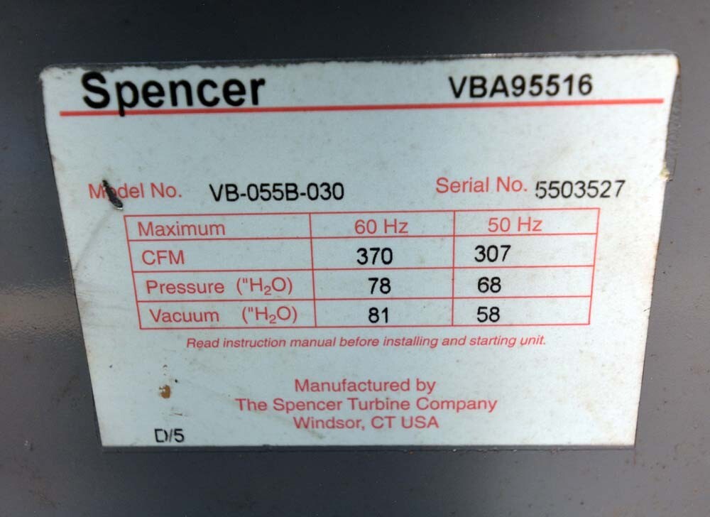 Spencer Vortex Blower vb-055b-030 (Inv.45089)