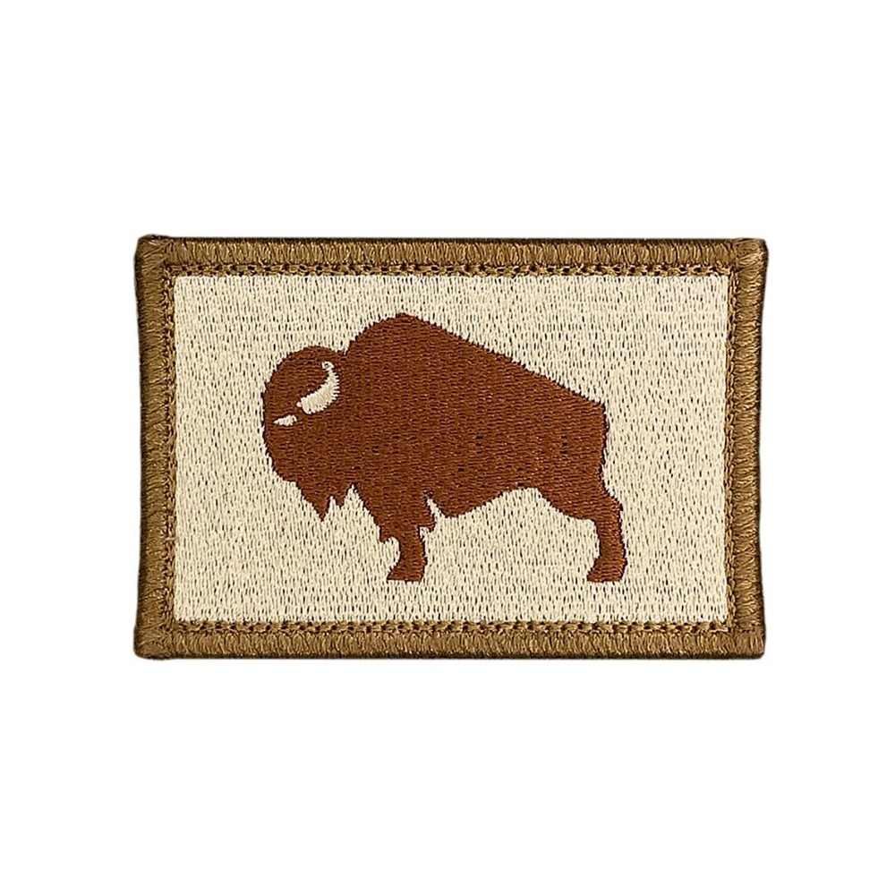 American Bison Morale Patch. Embroidered Buffalo Hook and Loop. Made in USA