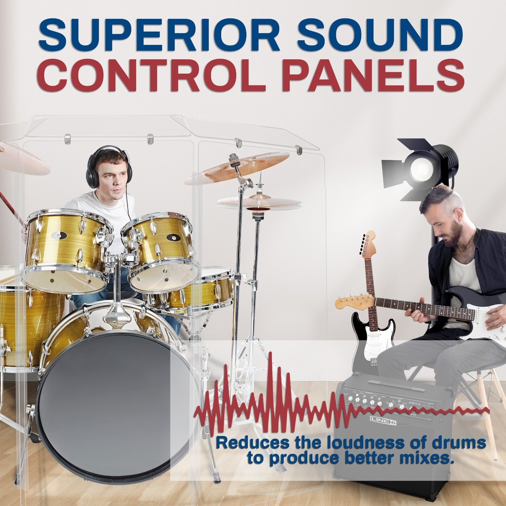 Drum Shield/Drum Screen Panels 4 Panels 2ftX4ft with Deflectors Total Height 5ft