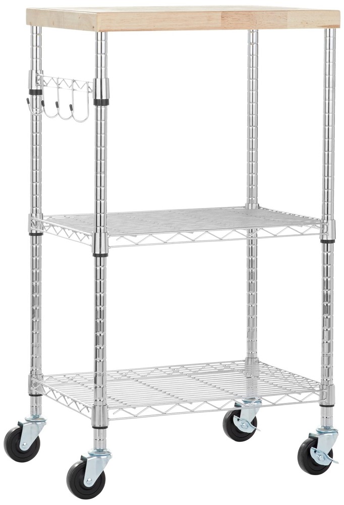 Amazon Basics Portable 3-Tier Kitchen Storage Rack w/Caster Wheels Adjustable