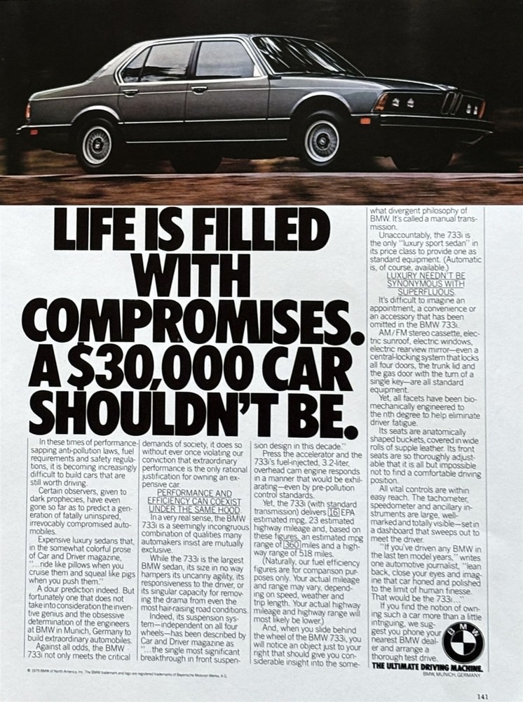 1980 BMW Performance & Efficiency Can Coexist Under the Same Hood PRINT AD